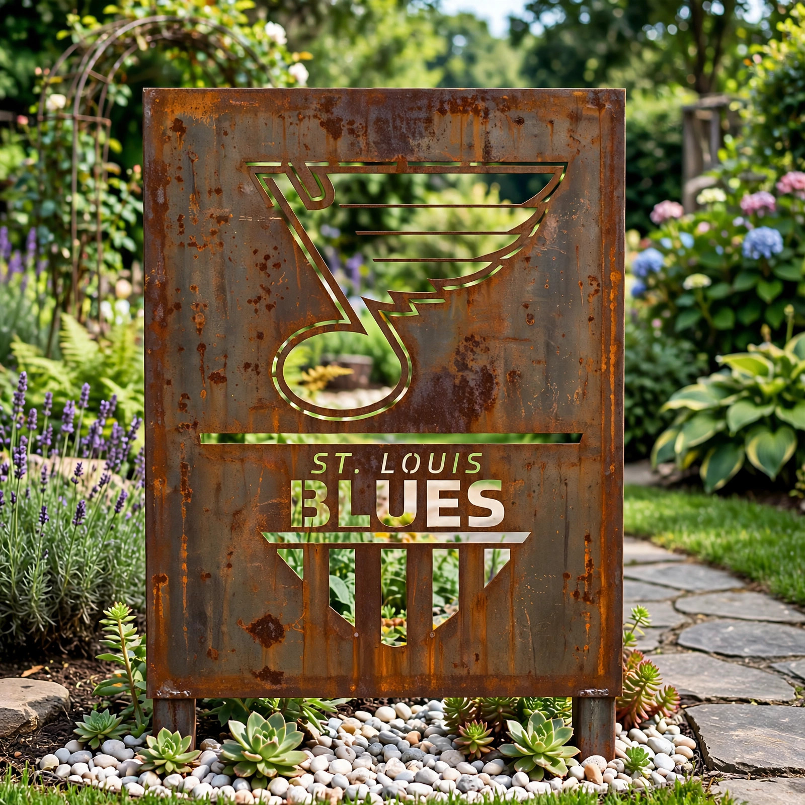 NHL St Louis Blues Shield Shape NHL Fan Wall Art Home Decor Metal Garden Panel Yard Art Outdoor Decor