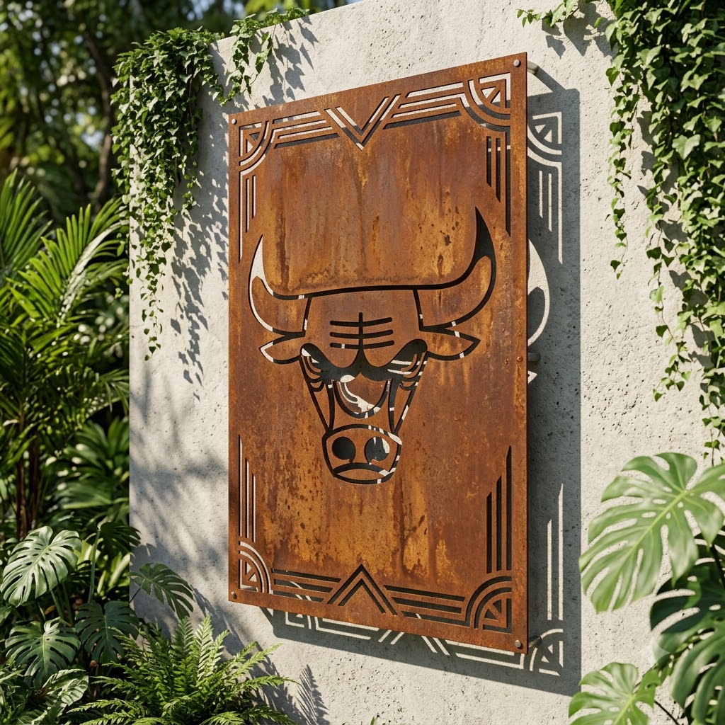 Chicago Bulls Logo Custom Metal Garden PanelNBA Wall Art Home Decor