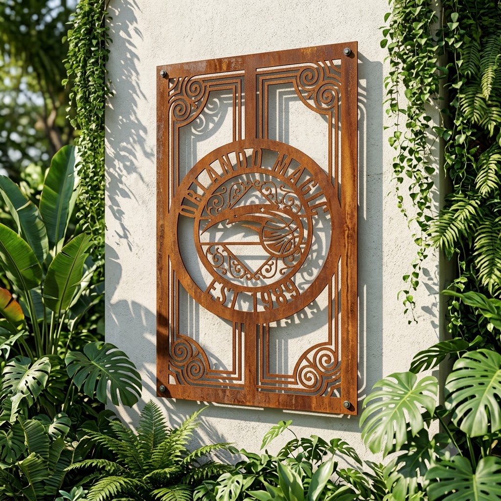 NBA Orlando Magic Custom Metal Garden PanelBasketball Monogram Wall Art Home Decor
