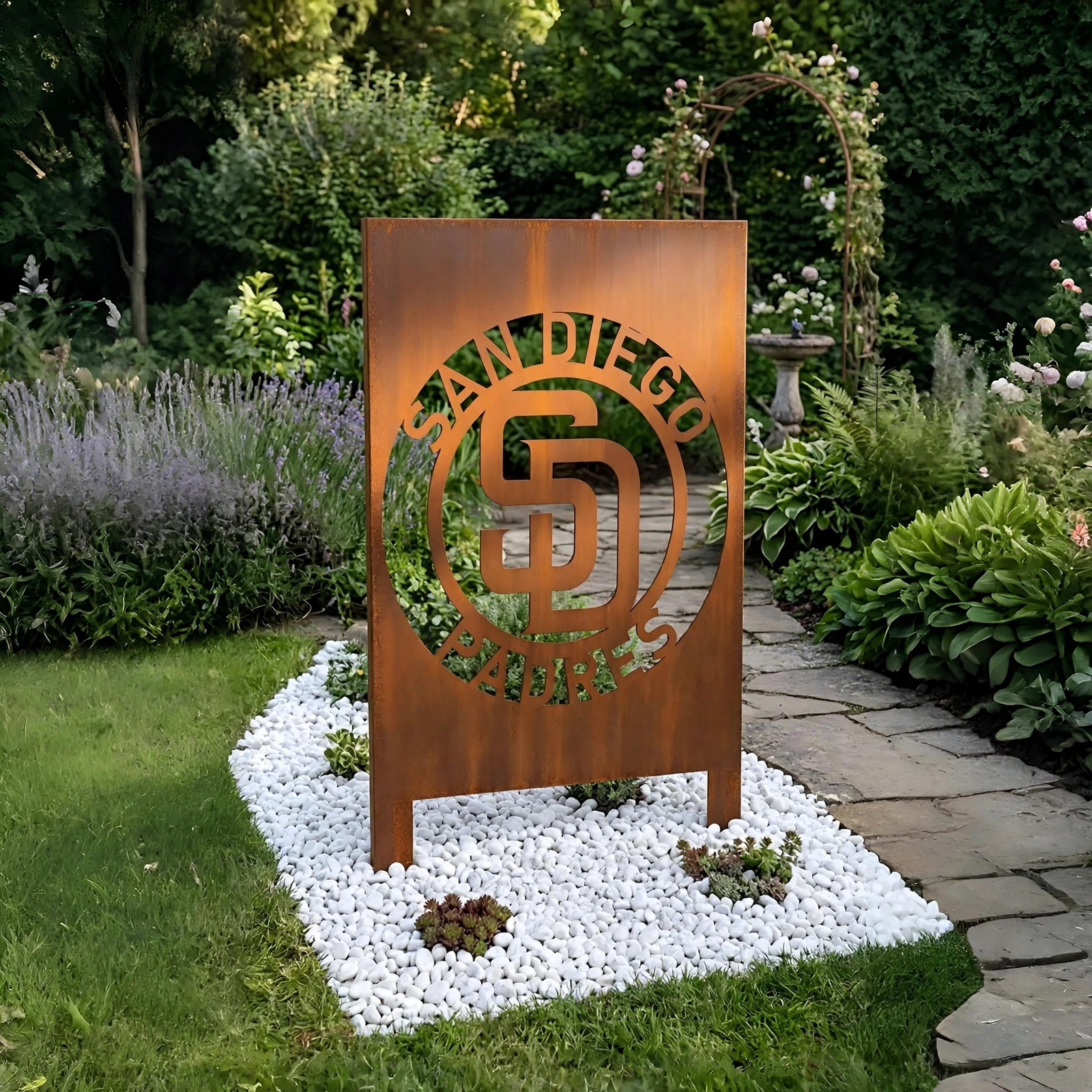 San Diego Padres Logo Metal Garden Panel – MLB Baseball Fan Outdoor Yard Decor Gift