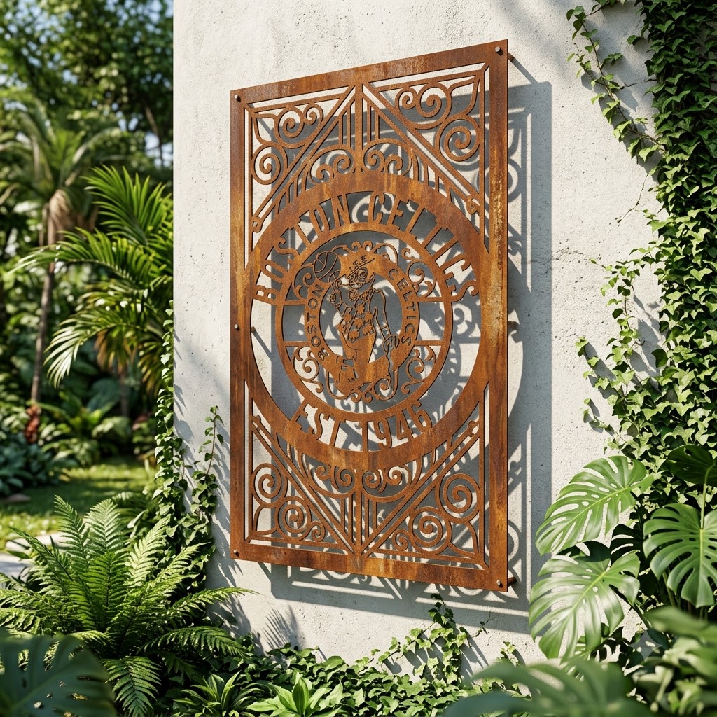 NBA Boston Celtics Custom Metal Garden PanelBasketball Monogram Wall Art Home Decor