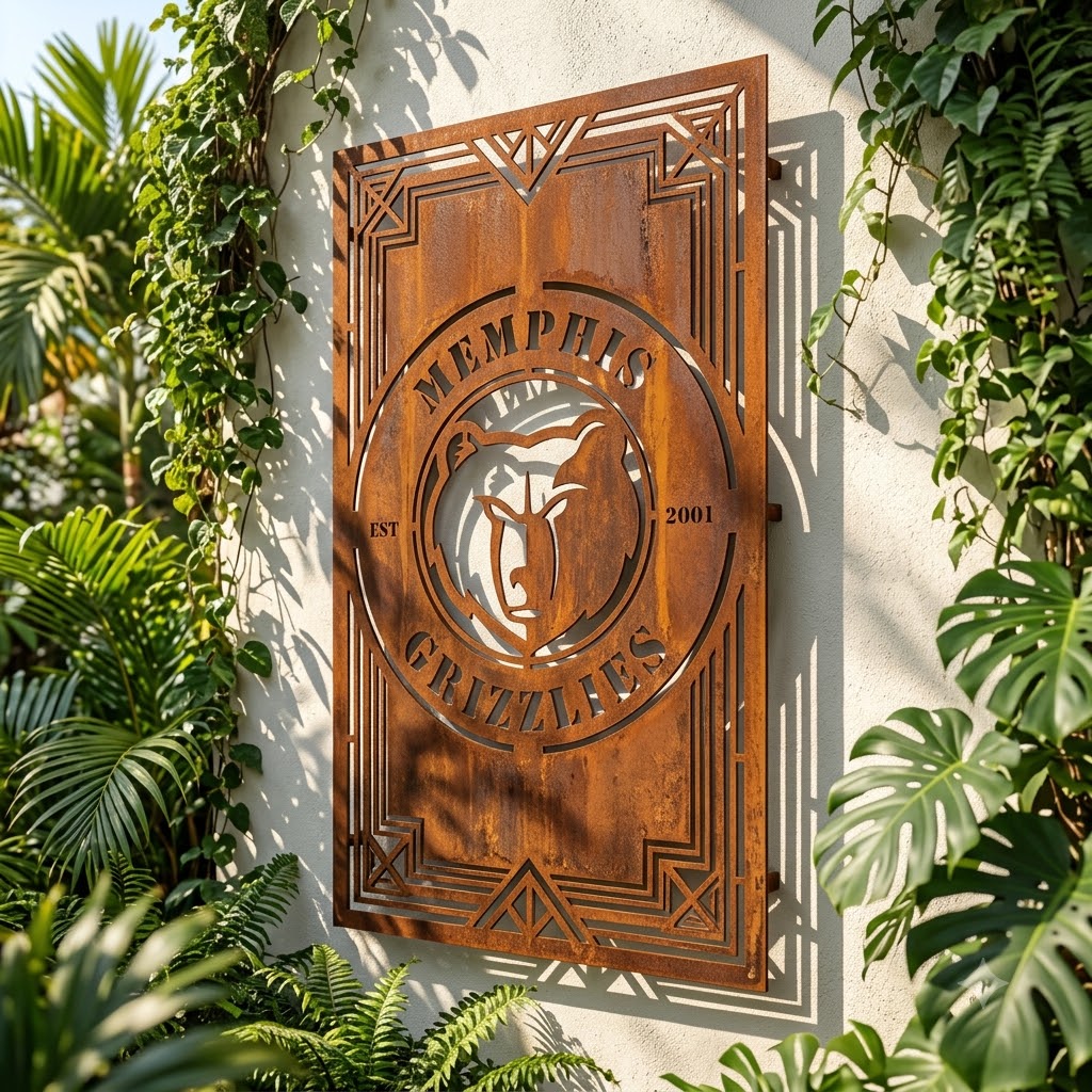 Memphis Grizzlies NBA Custom Metal Garden Panel Metal Wall Art Basketball Fan Gift Outdoor Patio Porch Vintage De