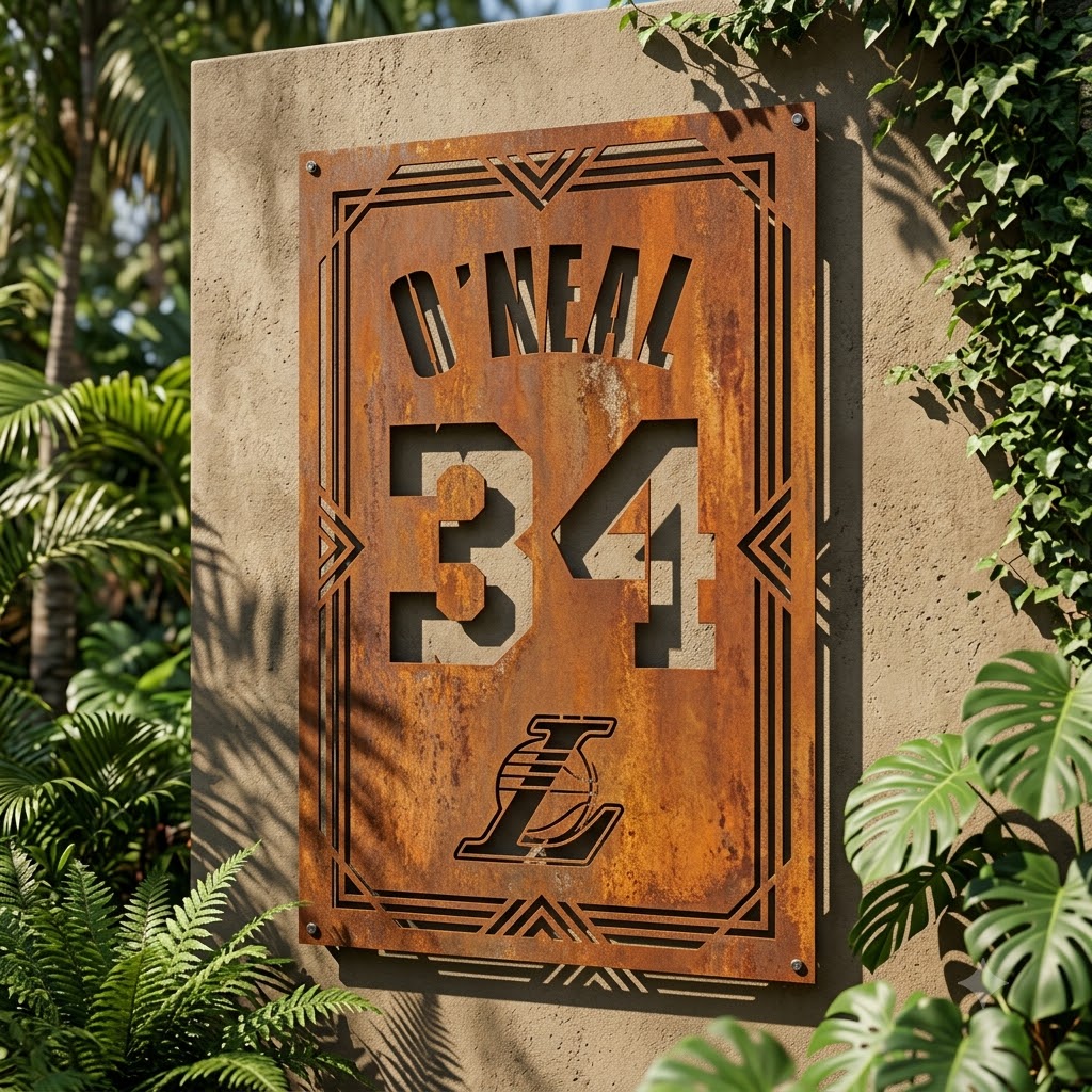 Custom Shaquille ONeal 34 Los Angeles Lakers Custom Metal Garden PanelNBA Fan Wall Art Home Decor
