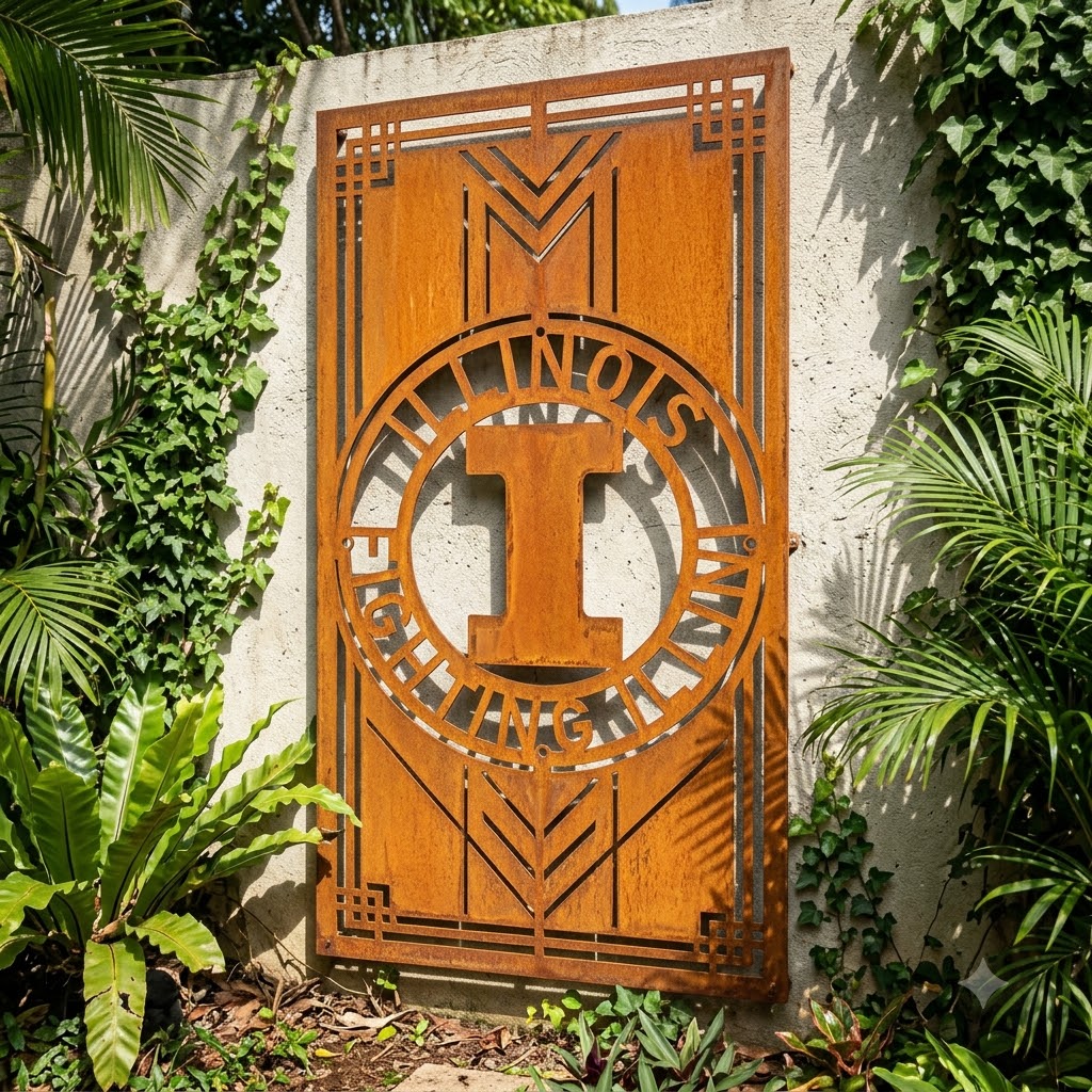 NBA ILLINOIS FIGHTING ILLINI Custom Metal Garden PanelBasketball NCAA Wall Art Home Decor