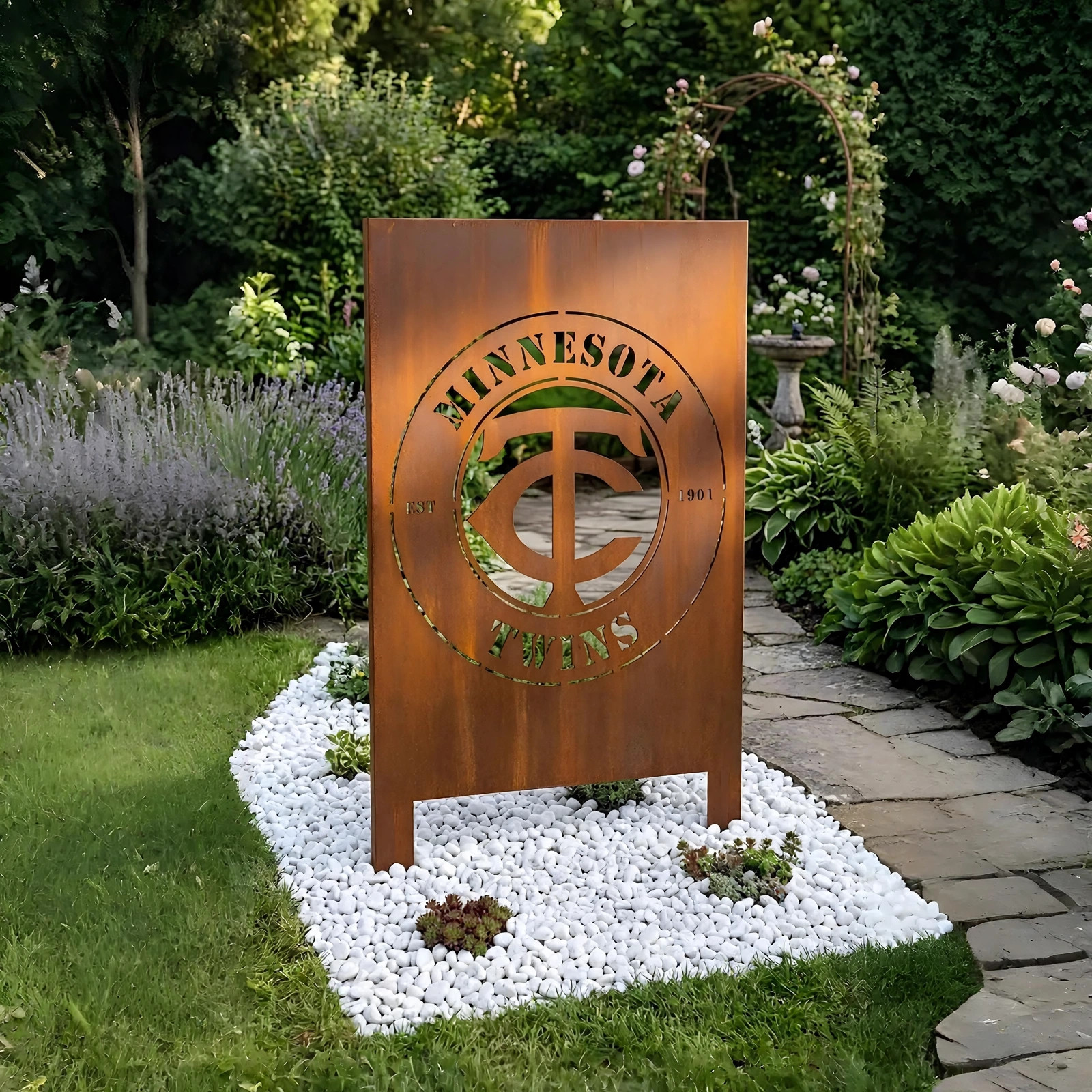 Minnesota Twins MLB Metal Wall Art Baseball Fan Gift Outdoor Patio Porch Vintage Decor Metal Garden Panel Yard Art Outdoor Decor