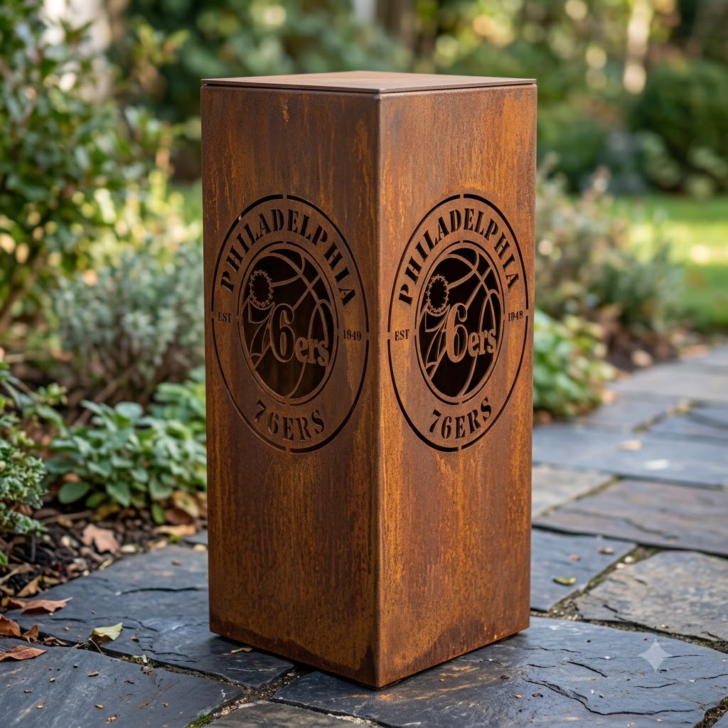 Philadelphia 76ers NBA Garden Metal Column Metal Wall Art Basketball Fan Gift Outdoor Patio Porch Vintage D