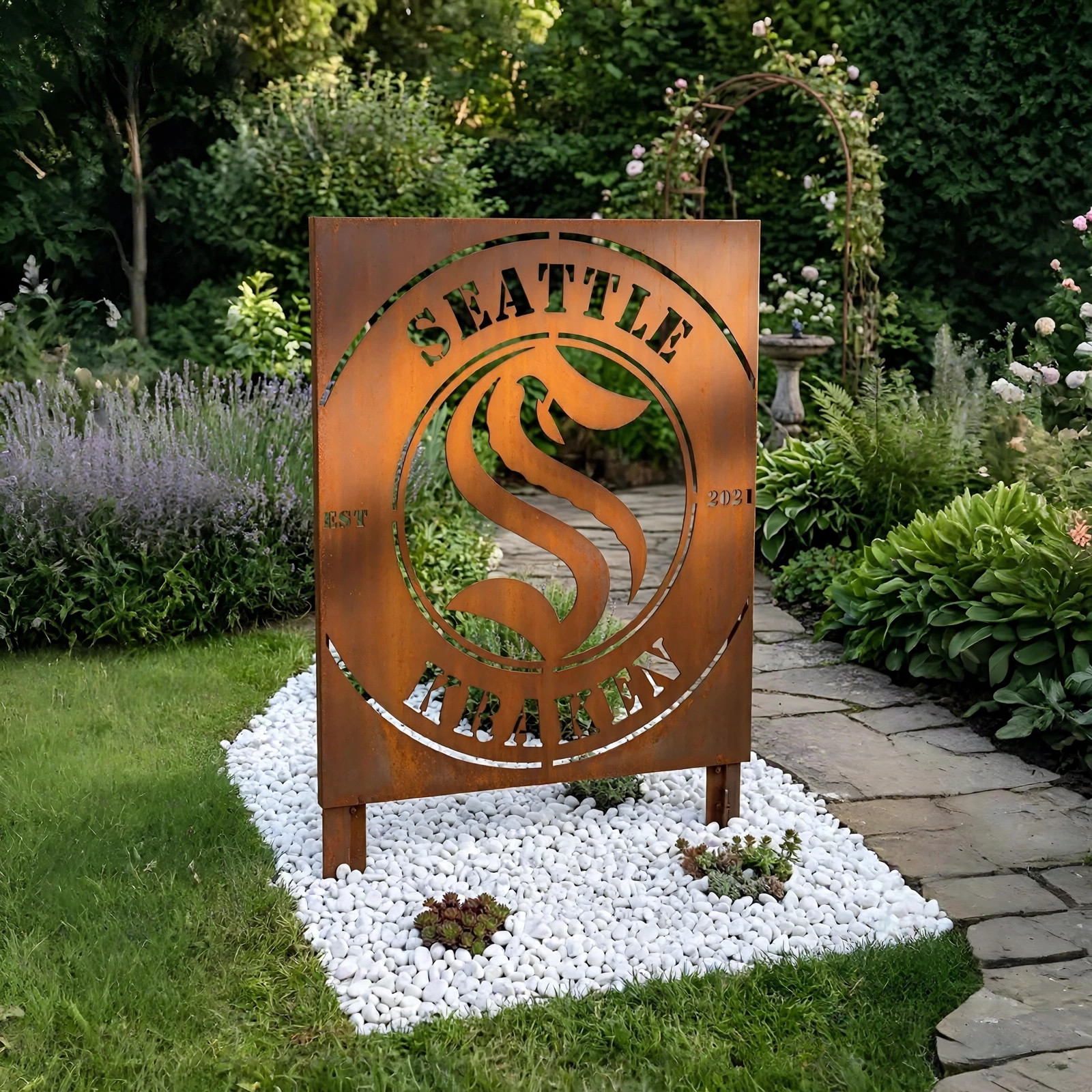 NHL Seattle Kraken Metal Garden Panel Yard Art Outdoor Decor