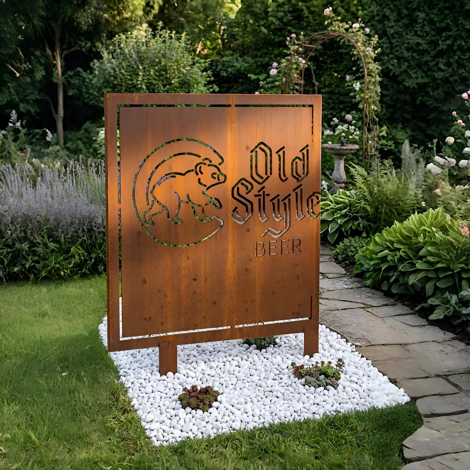 Chicago Cubs Logo Metal Garden Panel – MLB Baseball Fan Outdoor Yard Decor Gift