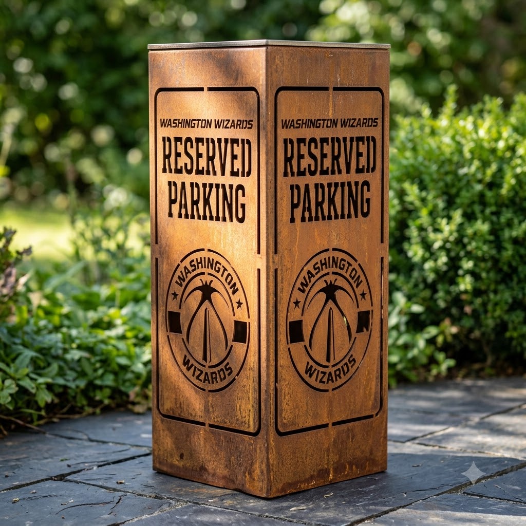 Washington Wizards Reserved Parking Garden Metal ColumnNBA Fan Wall Art Home Decor (1)