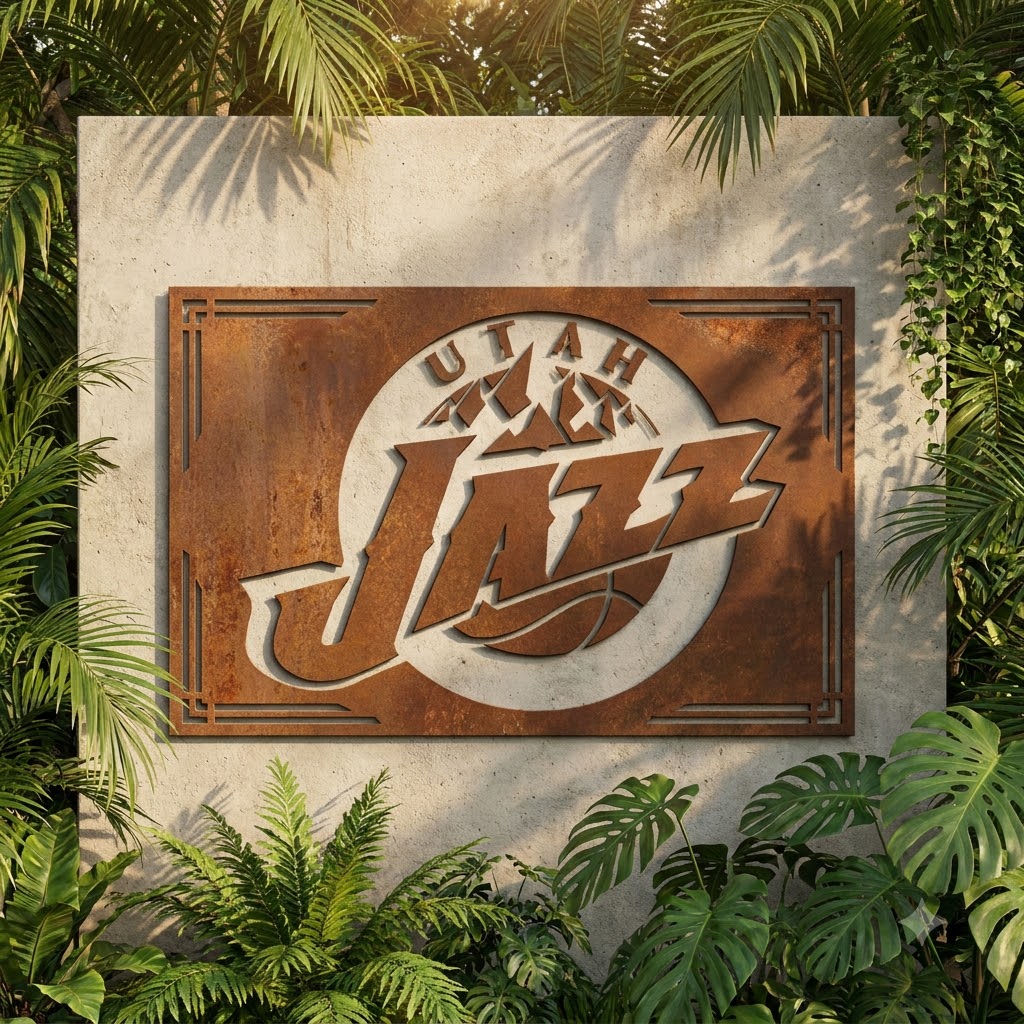 Utah Jazz Logo Custom Metal Garden PanelNBA Wall Art Home Decor