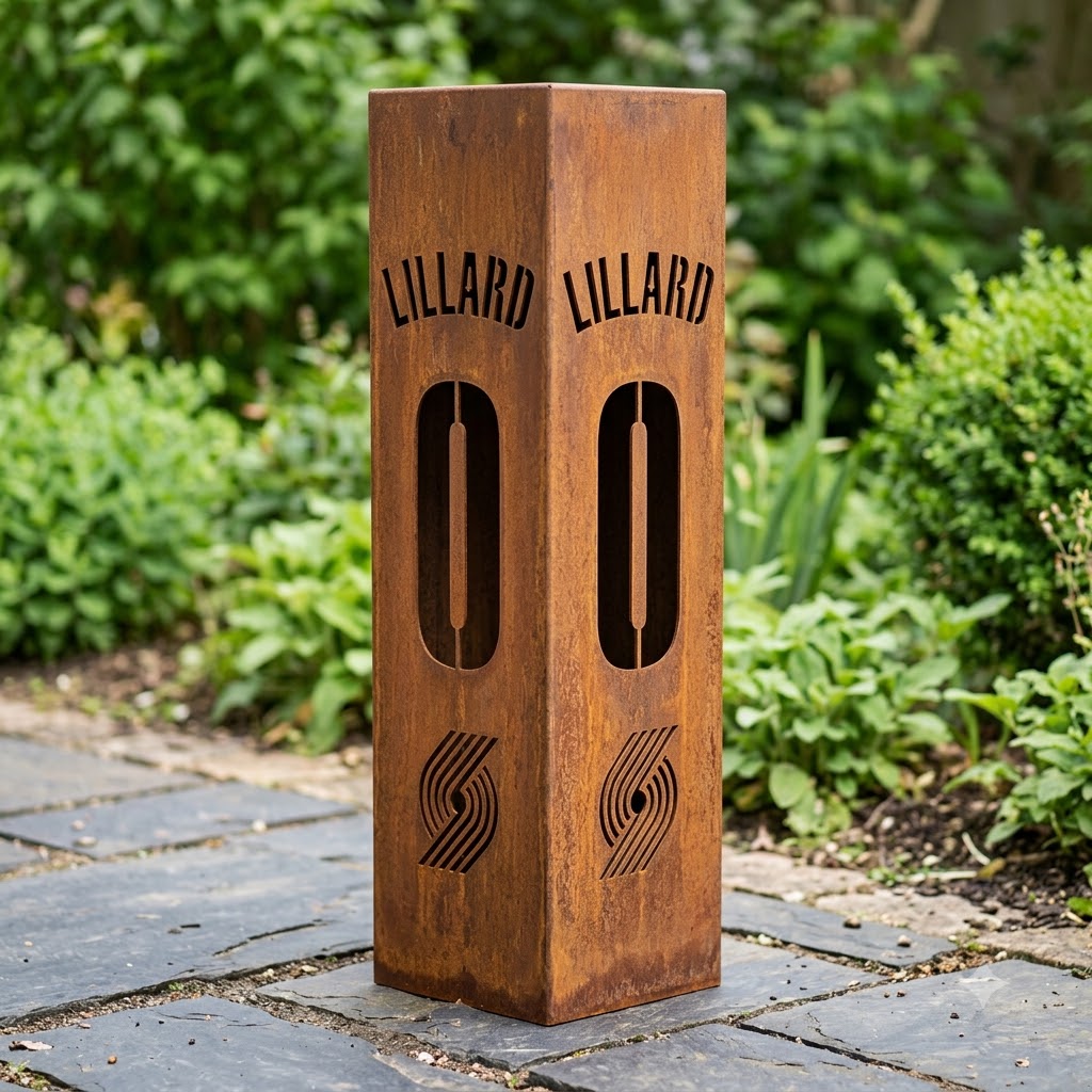 Custom Damian Lillard 0 Portland Trailblazers Garden Metal ColumnNBA Fan Wall Art Home Decor