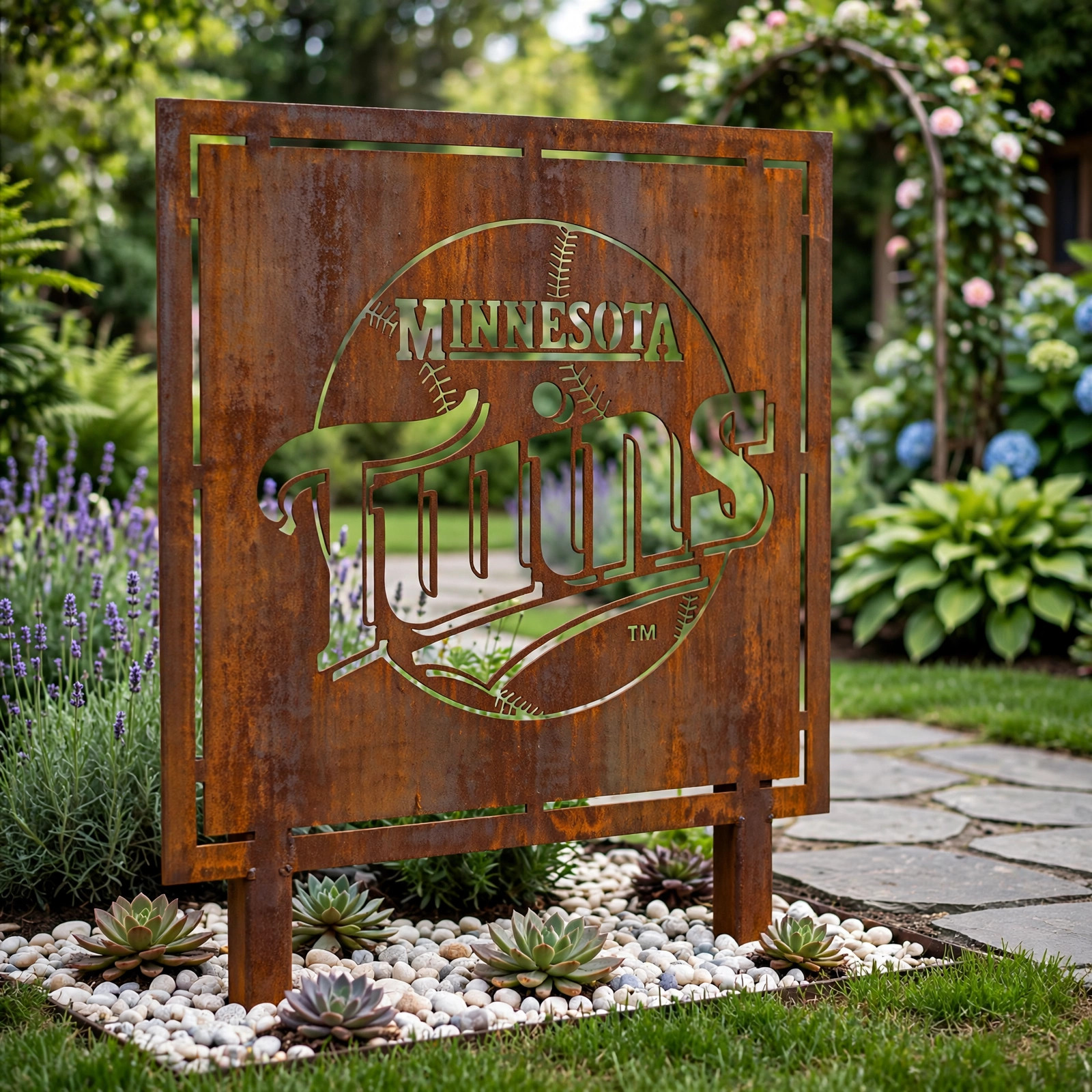 Minnesota Twins Logo Metal Garden Panel – MLB Baseball Fan Outdoor Yard Decor Gift