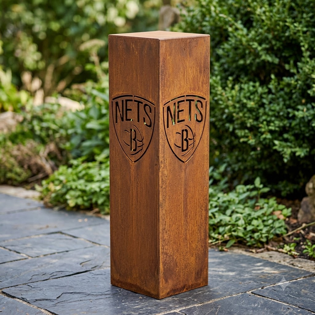 Brooklyn Nets Logo Garden Metal ColumnNBA Fan Wall Art Home Decor