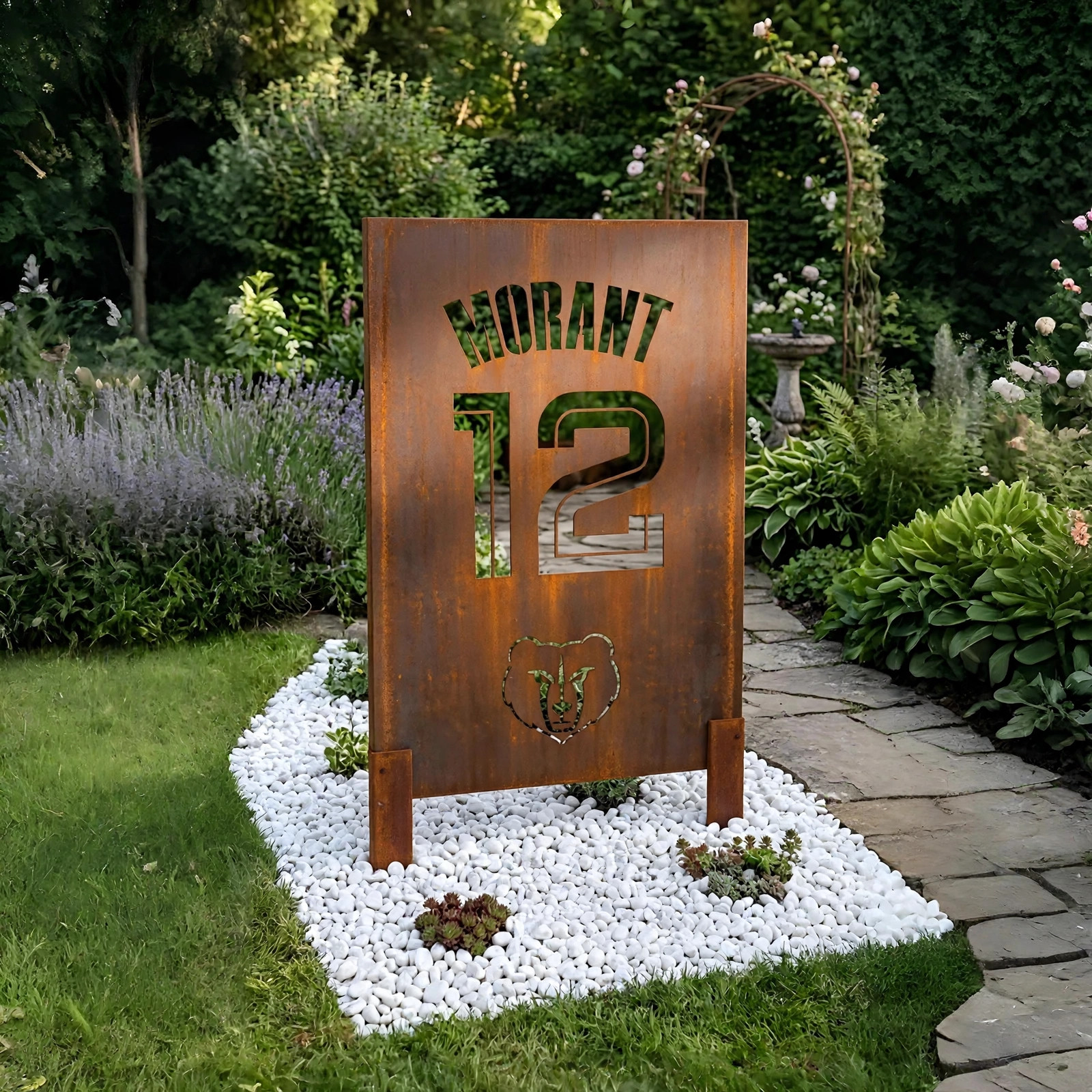 Memphis Grizzlies Ja Morant Logo Metal Garden Panel – NBA Basketball Fan Outdoor Yard Decor Gift