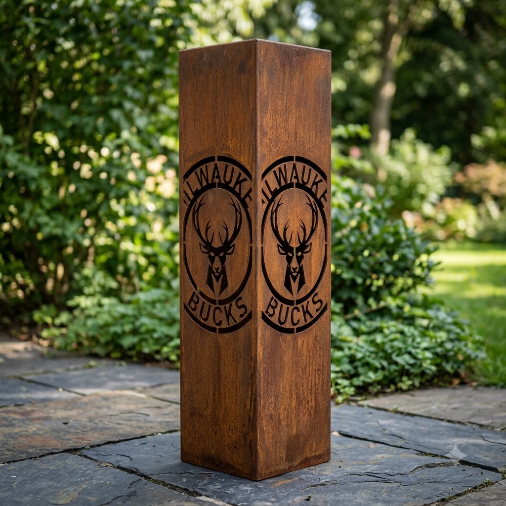 NBA Milwaukee Bucks Garden Metal ColumnBasketball Wall Art Home Decor