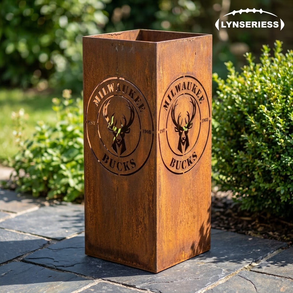 Milwaukee Bucks NBA Garden Metal Column Metal Wall Art Basketball Fan Gift Outdoor Patio Porch Vintage Deco (1)