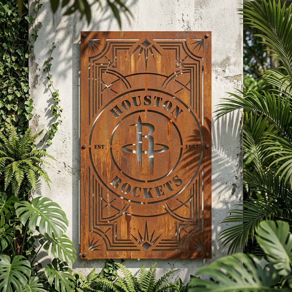 Houston Rockets Custom Metal Garden PanelNBA Wall Art Home Decor
