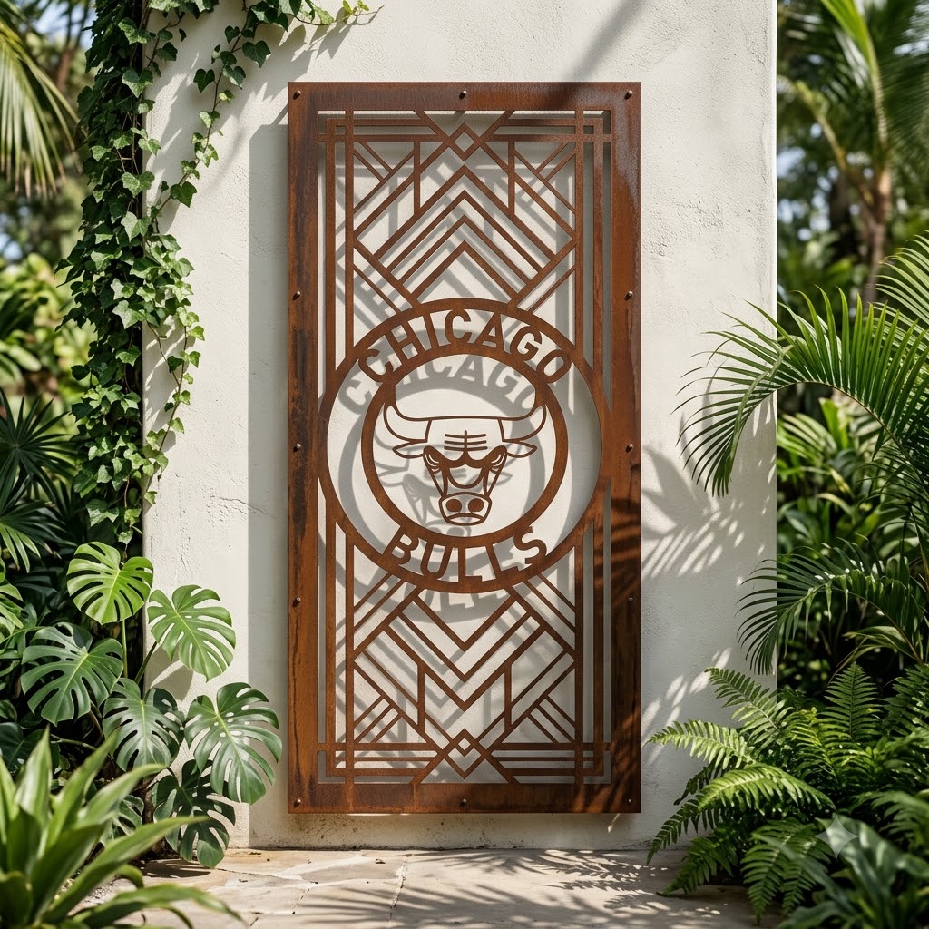 Chicago Bulls 1 NBA Custom Metal Garden Panel Metal Wall Art Basketball Fan Gift Outdoor Patio Porch Vintage Deco