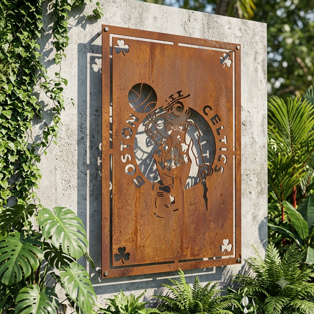 Boston Celtics Custom Metal Garden PanelHome Bar Wall Art Decor
