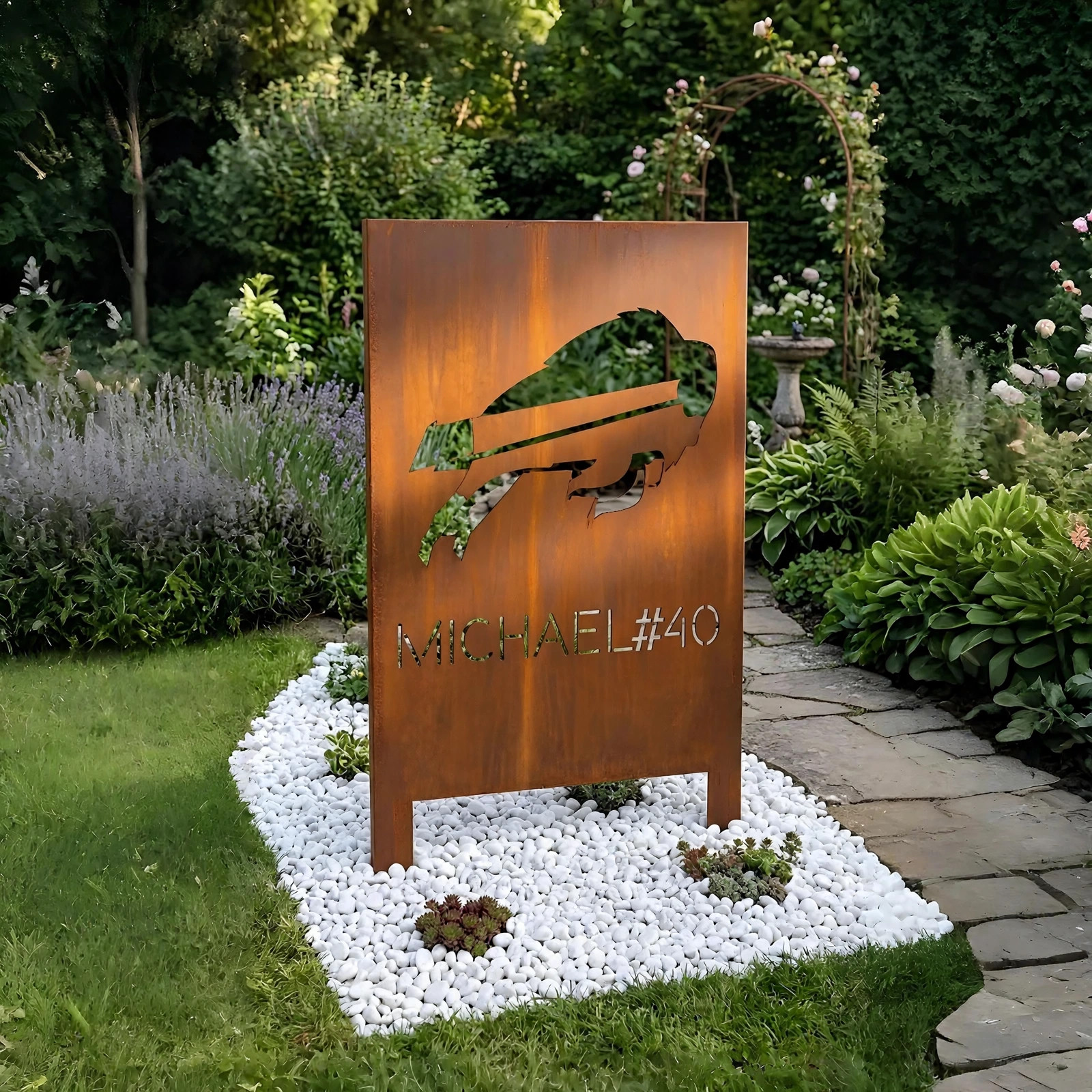 Buffalo Bills Mafia Personalized Logo Metal Garden Panel – NFL American Football Fan Outdoor Decor Gift