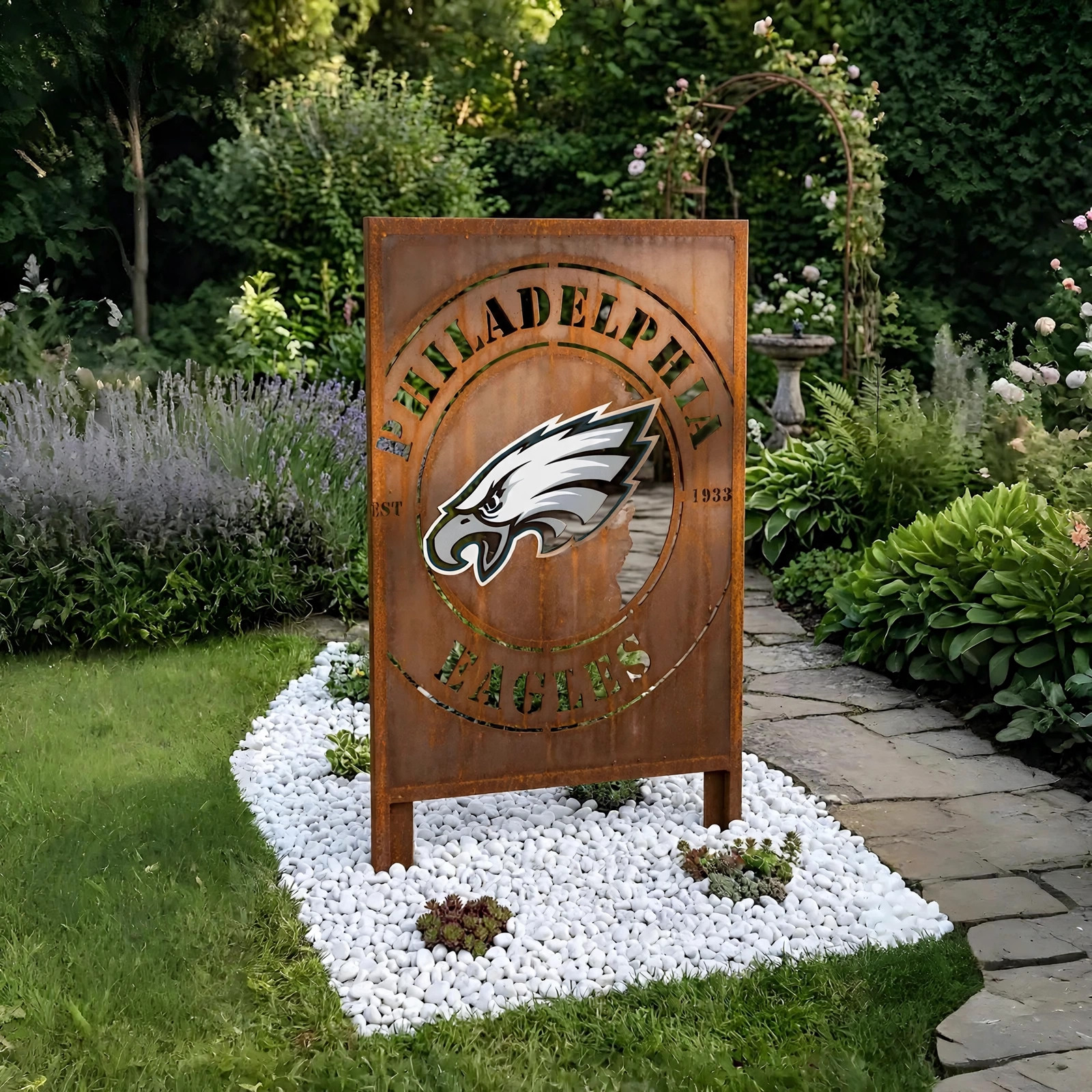 Philadelphia Eagles Logo Metal Garden Panel – NFL American Football Fan Outdoor Yard Decor Gift