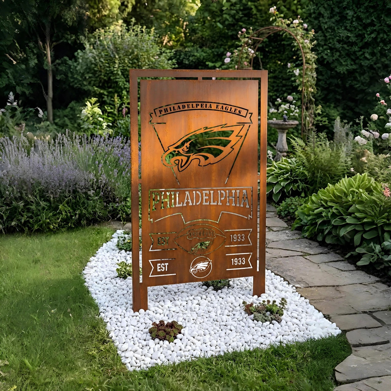 Philadelphia Eagles Logo Metal Garden Panel – NFL American Football Fan Outdoor Yard Decor Gift