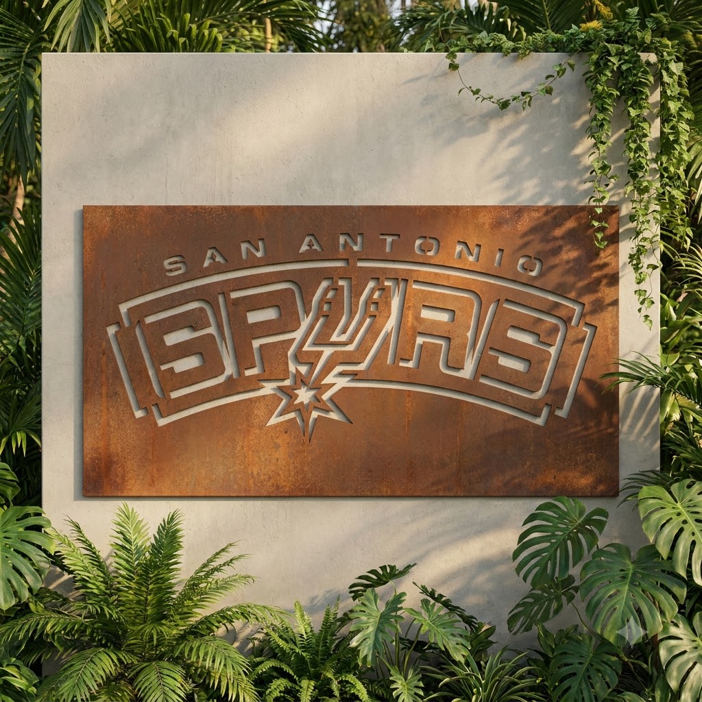 San Antonio Spurs Logo Custom Metal Garden PanelNBA Fan Wall Art Home Decor