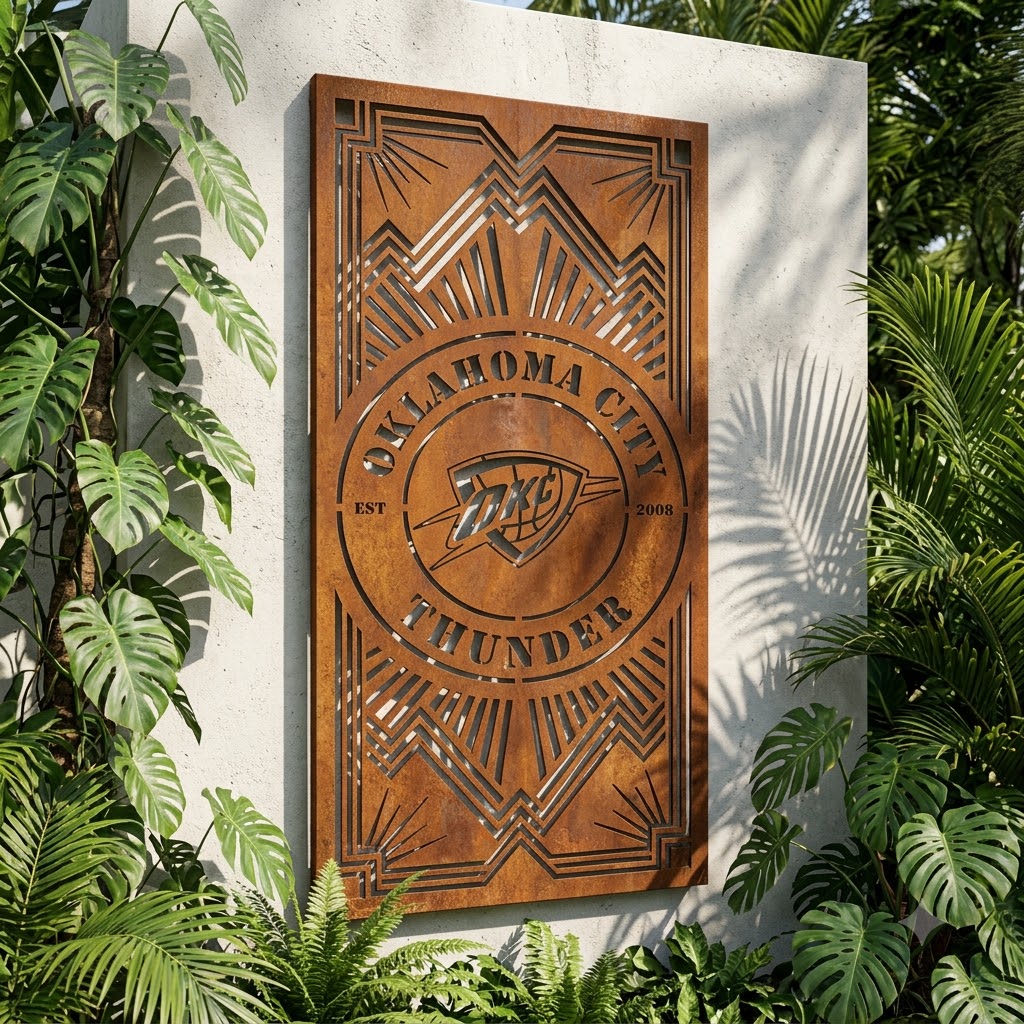 Oklahoma City Thunder Custom Metal Garden PanelNBA Wall Art Home Decor