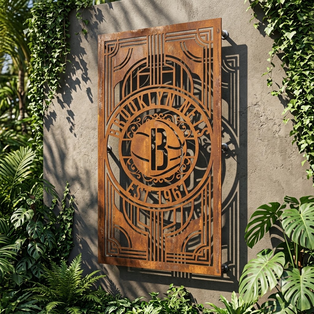 NBA Brooklyn Nets Custom Metal Garden PanelBasketball Monogram Wall Art Home Decor