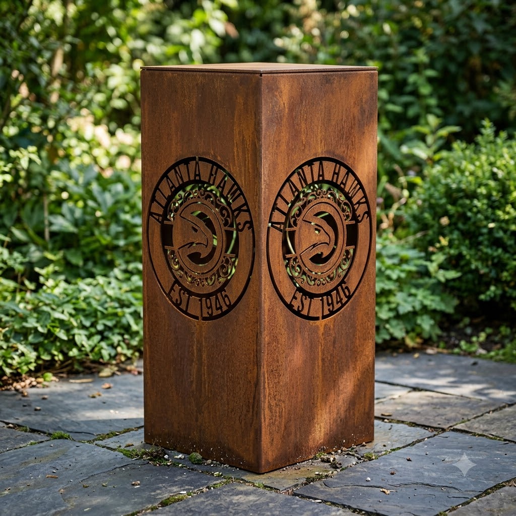 NBA Atlanta Hawks Garden Metal ColumnBasketball Monogram Wall Art Home Decor