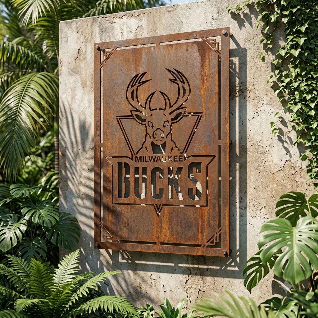 Milwaukee Bucks Custom Metal Garden PanelHome Bar Wall Art Decor