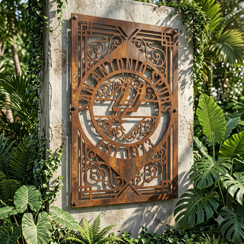 NBA San Antonio Spurs Custom Metal Garden PanelBasketball Monogram Wall Art Home Decor