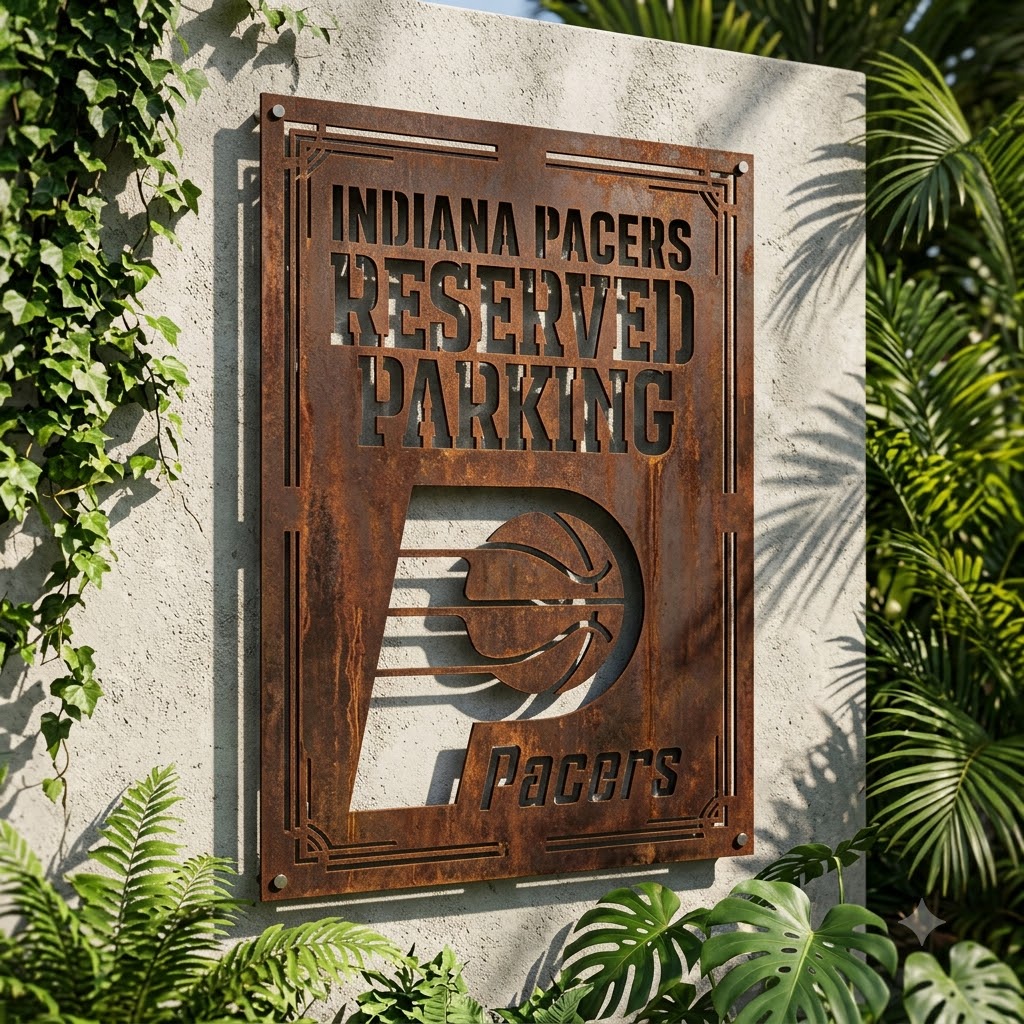 Indiana Pacers Reserved Parking Logo Custom Metal Garden PanelNBA Fan Wall Art Home Decor