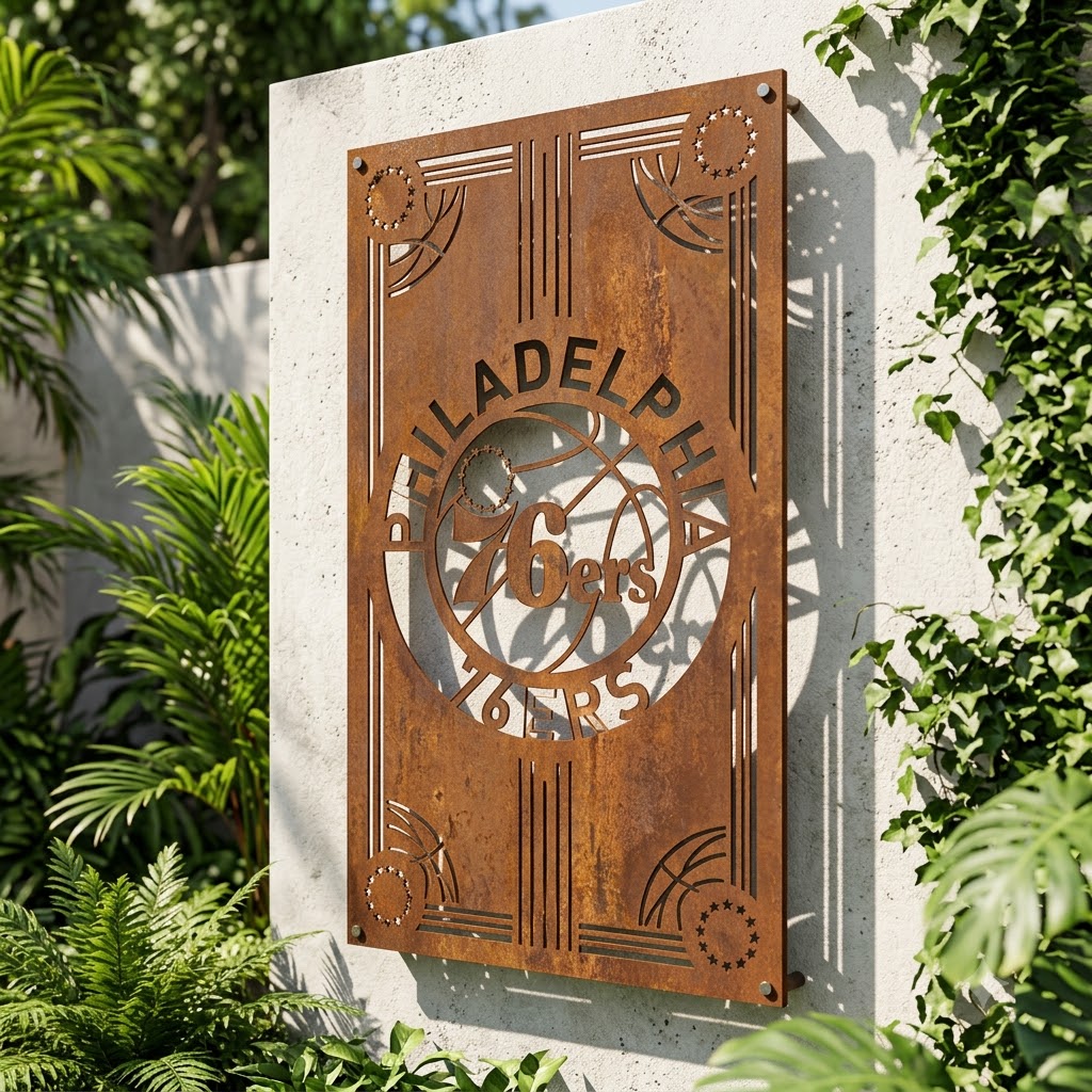 NBA PHILADELPHIA 76ERS Custom Metal Garden PanelBasketball Wall Art Home Decor