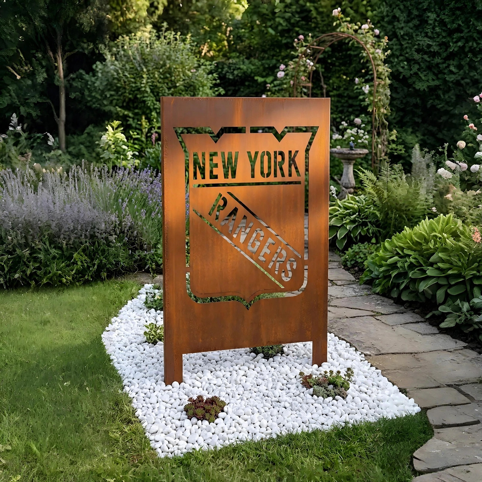 NHL New York Rangers Home Bar Wall Art Decor Metal Garden Panel Yard Art Outdoor Decor