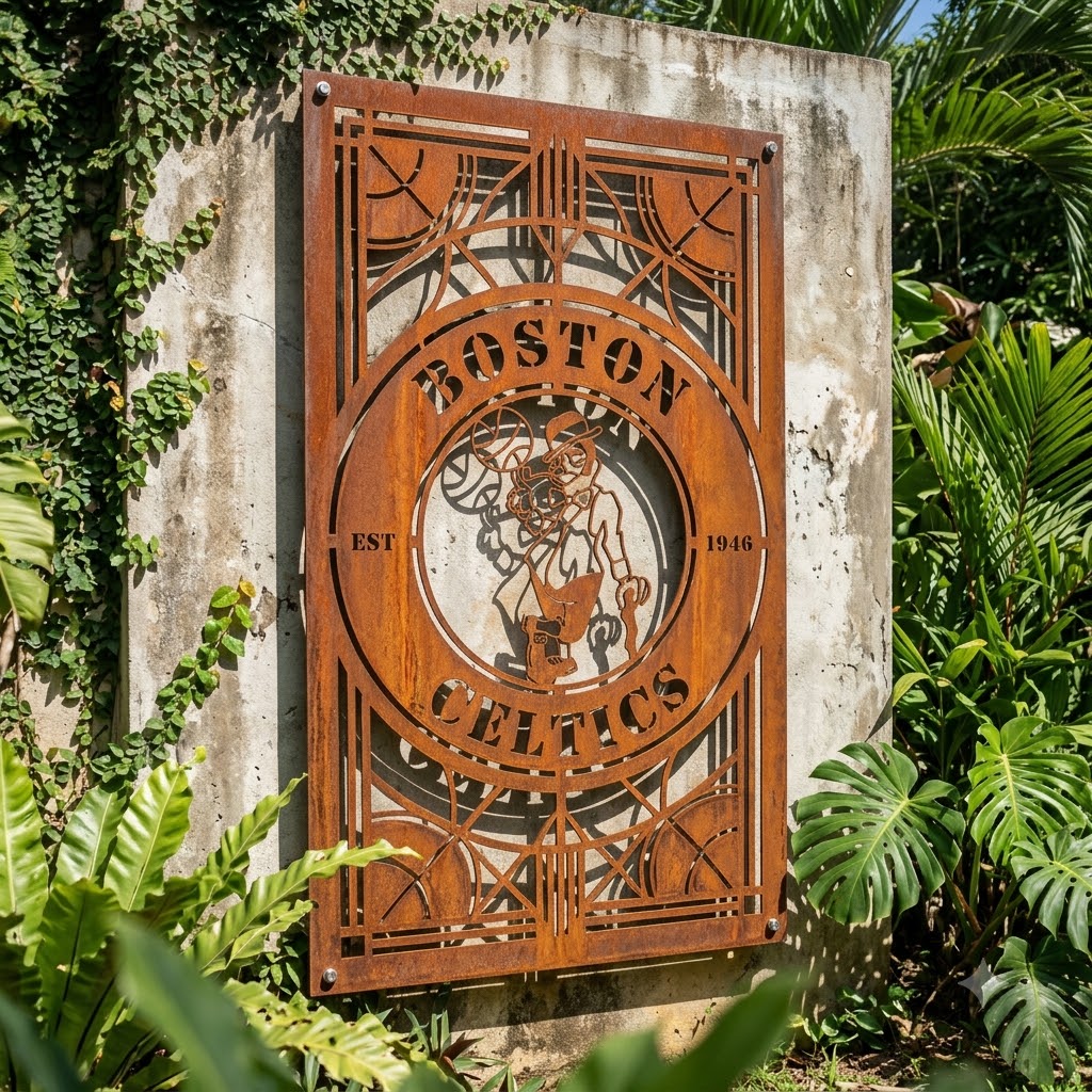 Boston Celtics Custom Metal Garden PanelNBA Wall Art Home Decor