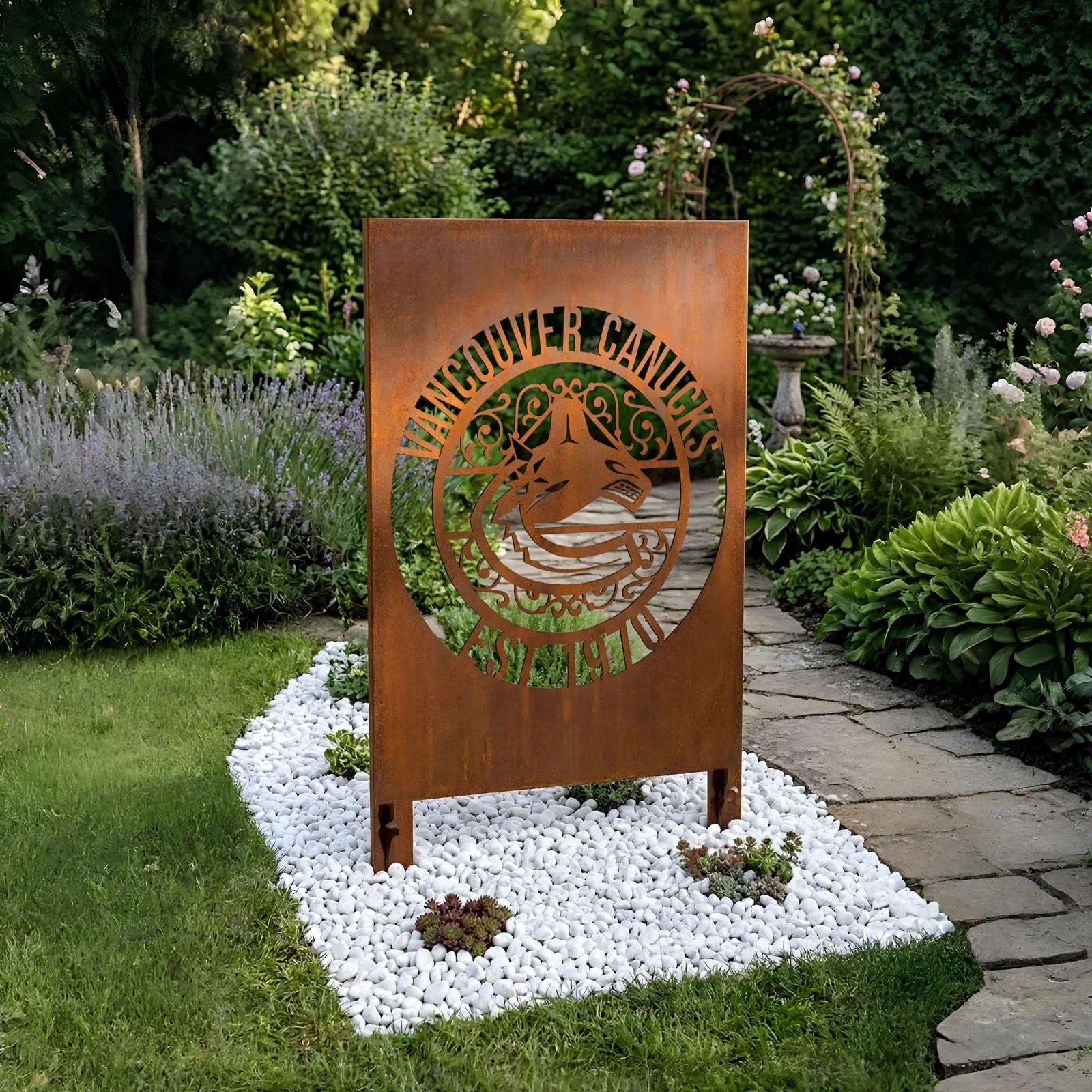 NHL  Vancouver Canucks Hockey Monogram Wall Art Home Decor Metal Garden Panel Yard Art Outdoor Decor