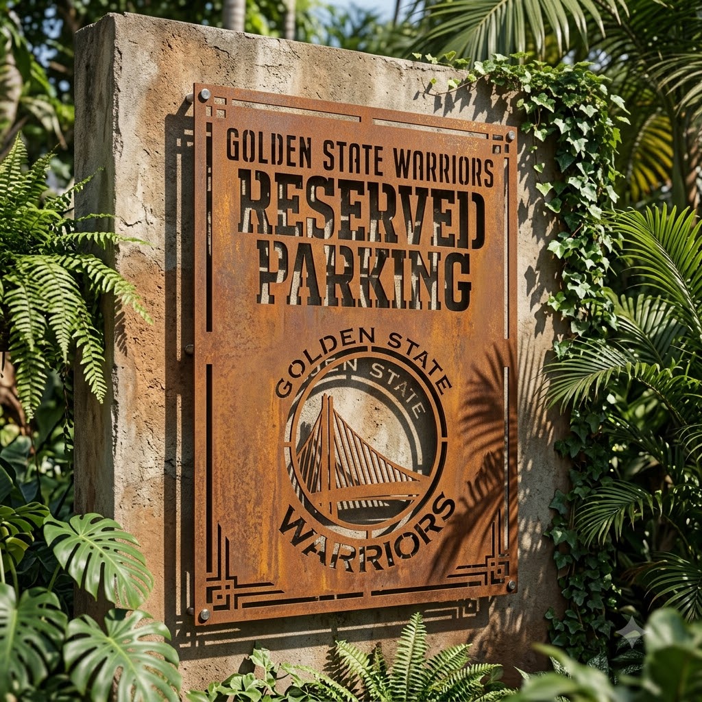 Golden State Warriors Reserved Parking Logo Custom Metal Garden PanelNBA Fan Wall Art Home Decor