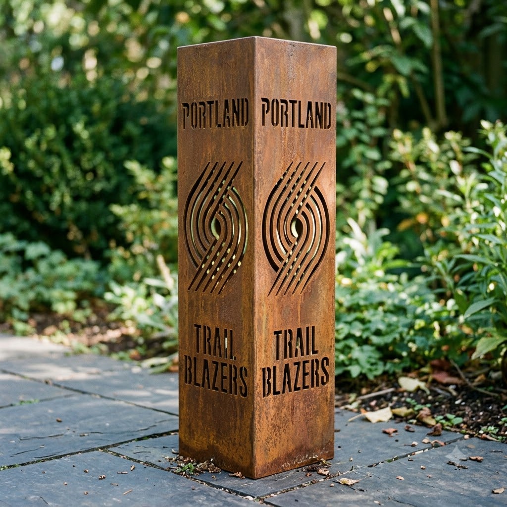 Portland Trail Blazers Logo Garden Metal ColumnNBA Fan Wall Art Home Decor