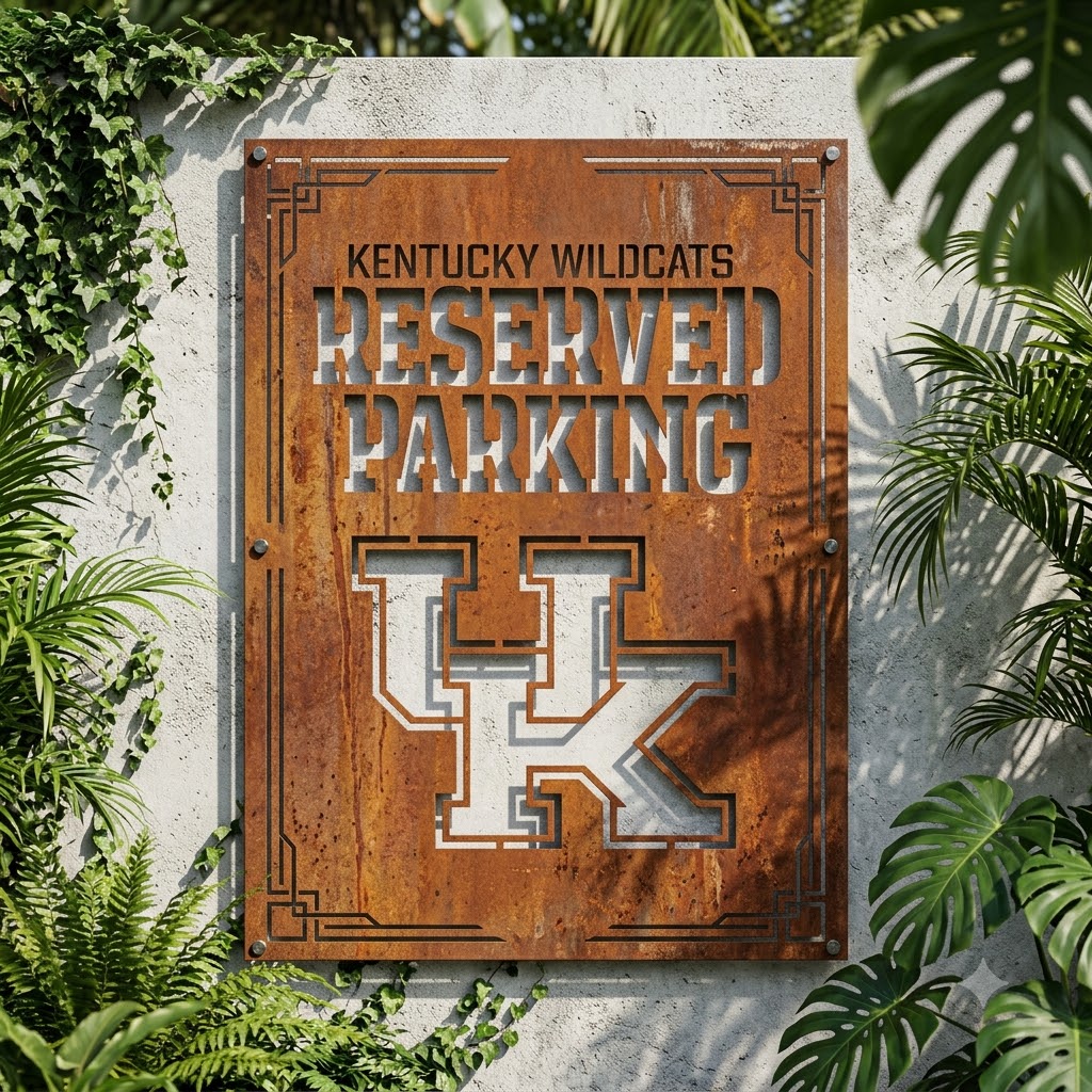Kentucky Wildcats Reserved Parking Custom Metal Garden PanelNBA Fan Wall Art Home Decor