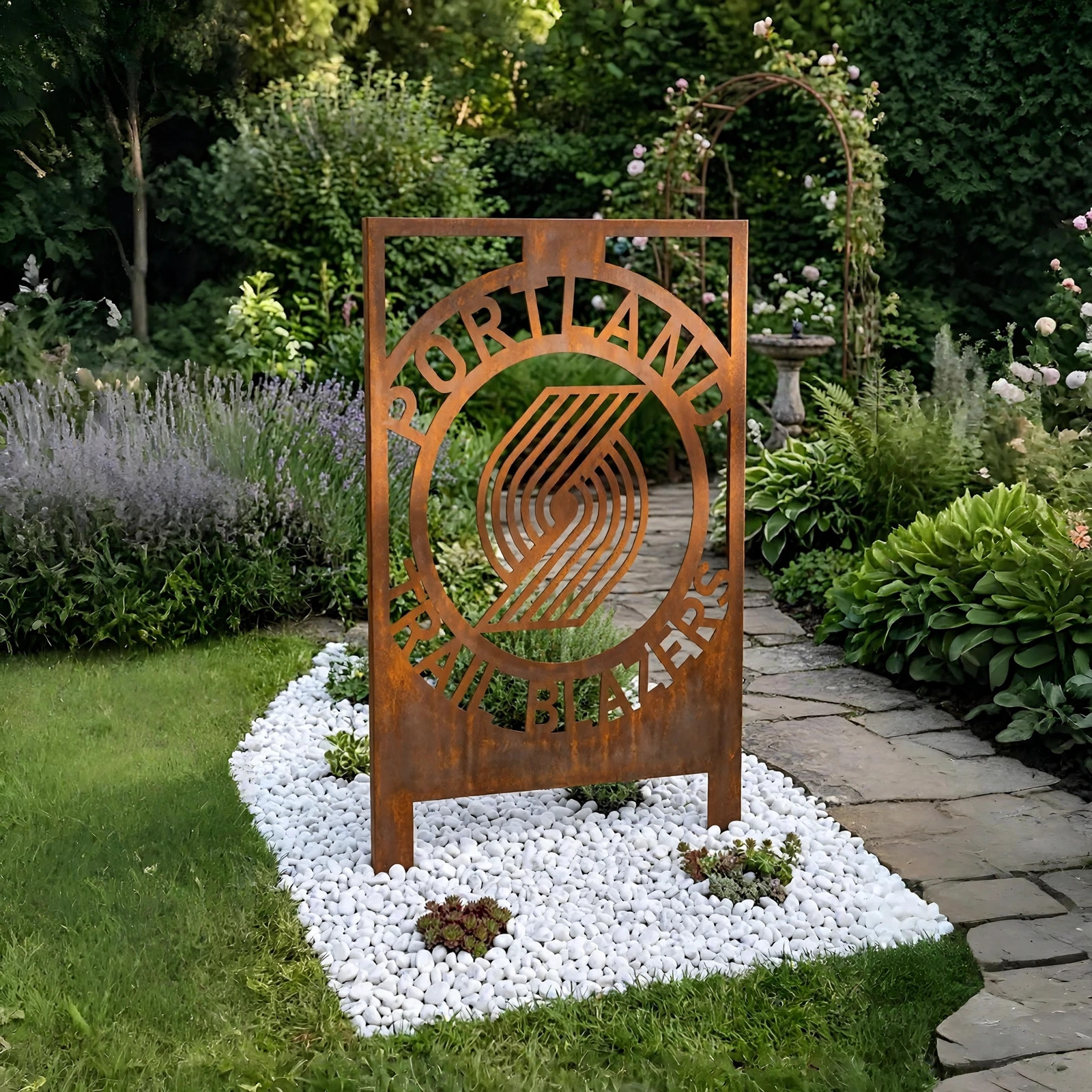 Portland Trail Blazers Logo Metal Garden Panel – NBA Basketball Fan Outdoor Yard Decor Gift