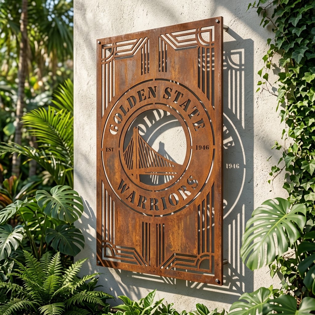 Golden State Warriors NBA Custom Metal Garden Panel Metal Wall Art Basketball Fan Gift Outdoor Patio Porch Vintag