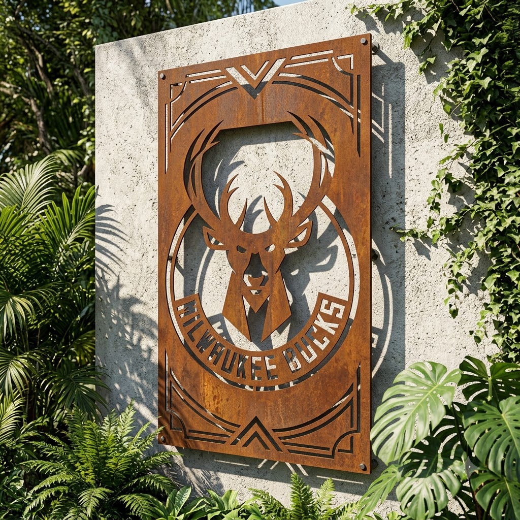 Milwaukee Bucks Logo Custom Metal Garden PanelNBA Fan Wall Art Home Decor