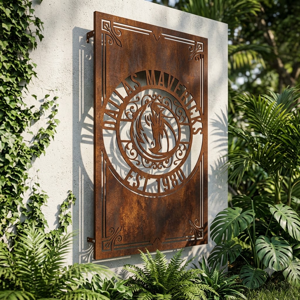 NBA Dallas Mavericks Custom Metal Garden PanelBasketball Monogram Wall Art Home Decor