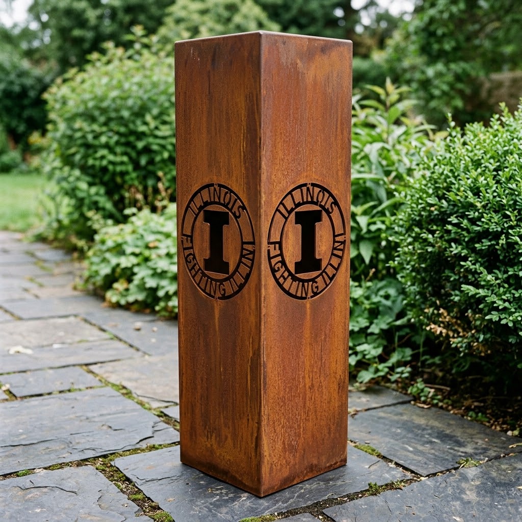NBA ILLINOIS FIGHTING ILLINI Garden Metal ColumnBasketball NCAA Wall Art Home Decor