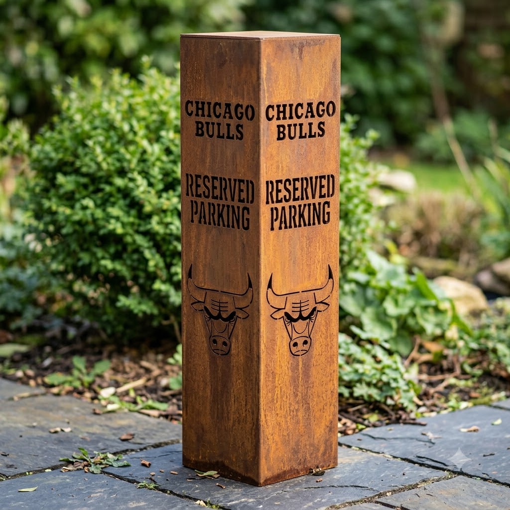 Chicago Bulls Reserved Parking Logo Garden Metal ColumnNBA Fan Wall Art Home Decor