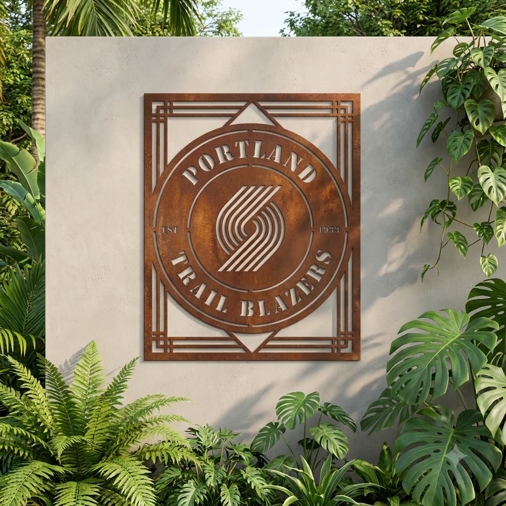 Portland Trail Blazers NBA Custom Metal Garden Panel Metal Wall Art Basketball Fan Gift Outdoor Patio Porch Vinta