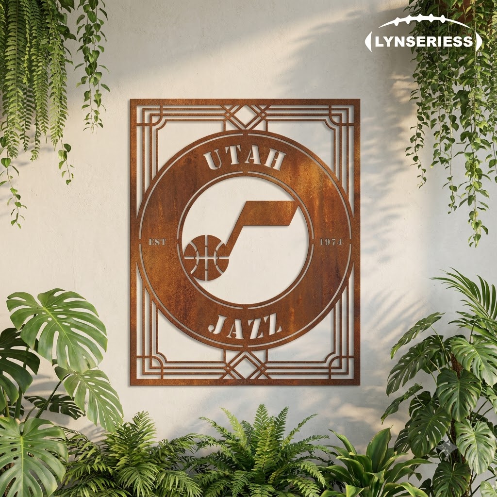 Utah Jazz NBA Custom Metal Garden Panel Metal Wall Art Basketball Fan Gift Outdoor Patio Porch Vintage Decor