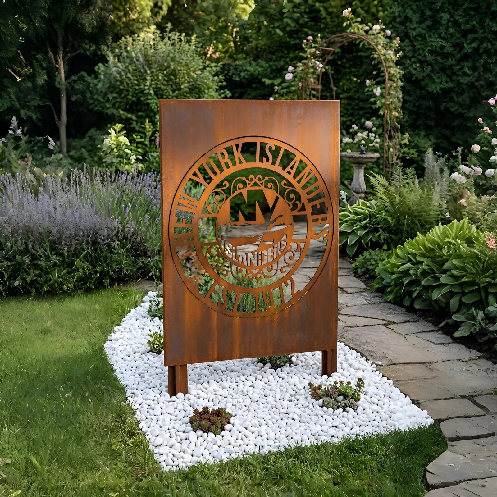 NHL New York Islanders Hockey Monogram Wall Art Home Decor Metal Garden Panel Yard Art Outdoor Decor