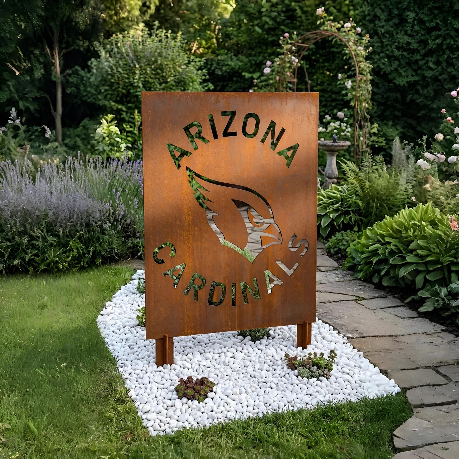 Arizona Cardinals Logo Metal Garden Panel – NFL American Football Fan Outdoor Yard Decor Gift